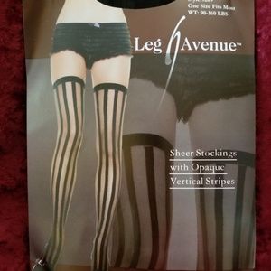 Sheer Stockings With Opaque Vertical Stripes